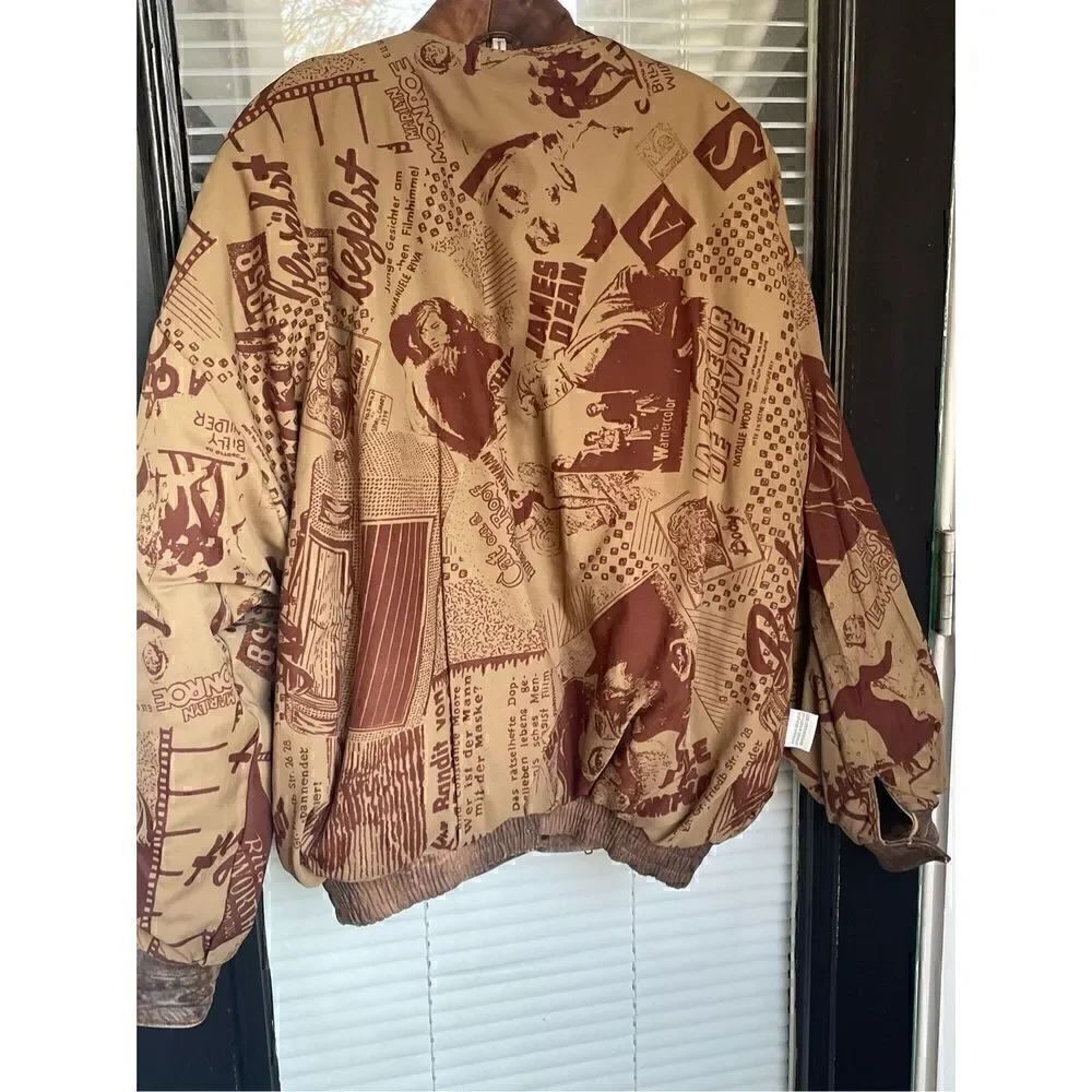 Rare Vintage Leather Jacket Old Hollywood Actors 1950’s German Titles Brown L